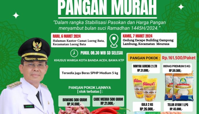 Jelang Ramadan, Pemko Banda Aceh Kembali Gelar Pasar Pangan Murah