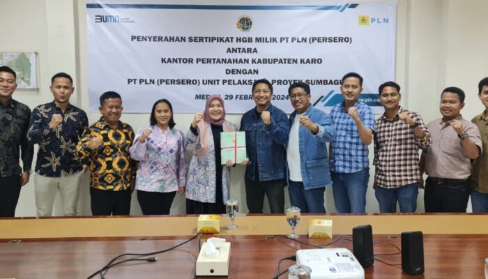 PLN Kembali Terima 22 Sertipikat Tanah Tapak Tower Dari Kantah Karo