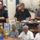 SEKRETARIS Eksekutif BKM Agung Abdullah Matondang (paling kanan atas) didampingi fungsionaris lainnya saat memberikan penjelasan tentang pelaksanaan Peringatan Malam Nuzul Quran. Waspada/Ist