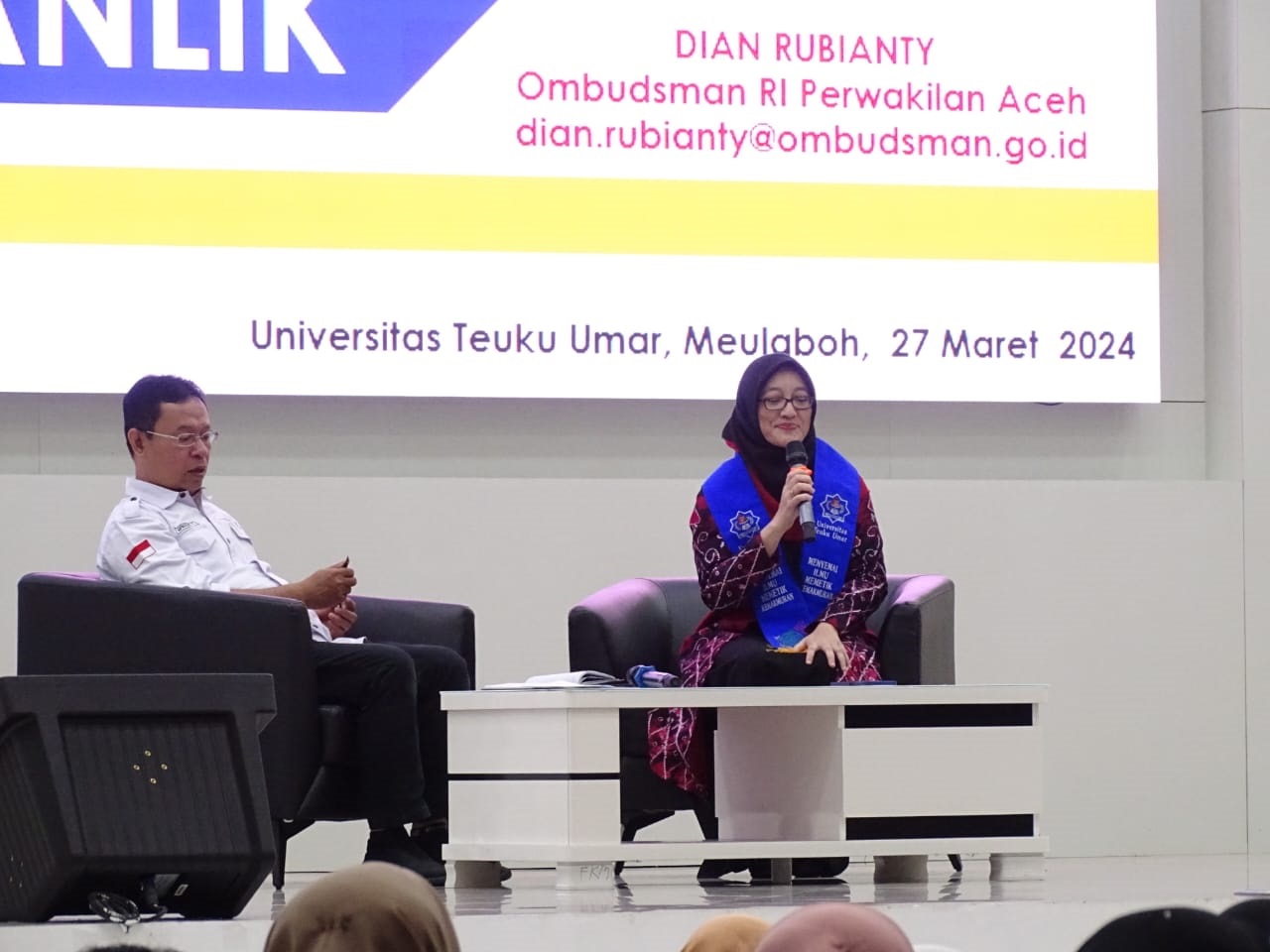 Ombudsman RI Perwakilan Aceh melakukan kerjasama dengan Universitas Teuku Umar (UTU) terkait penerimaan dan verifikasi laporan on the spot yang berlangsung di Meulaboh, Aceh Barat,Rabu (27/03/24).(Waspada/Ist)