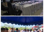 Kolase, pengamanan event F1H2O di Balige. Kompolnas saat meninjau Command Center di Mess Pemprov Sumut (atas) dan Cek urine yang dilakukan Polres Toba terhadap 37 Supir Shuttle Bus di Event F1 Powerboat (bawah). Waspada/Ist