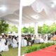 BUPATI Deliserdang HM Ali Yusuf Siregar menyampaikan sambutan pada acara buka puasa bersama sekaligus pelepasan TSR 1445 H/2024 M Pemkab Deliserdang di halaman Rumah Dinas Bupati Deliserdang, Senin (18/3) sore. (Waspada/Khairul K Siregar/B)