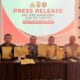 Wakapolres Kompol Asyari Hendri SH MM, didampingi Kabag Ops AKP Mirza Irianto, Kasat Lantas AKP Tri Andi Dharma S.Sos M.Si dan Kasat Res Narkoba Hengki Harianto SH MH, dalam kegiatan Press Release kasus per Januari hingga Maret 2024, dari Satres Narkoba dan Satlantas. Foto direkam Selasa (19/3) lalu.Waspada/Syafrizal