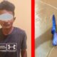 Tersangka KH bersama barang bukti diamankan di Polsek Madat. Foto Minggu (31/3). Waspada/Ist.