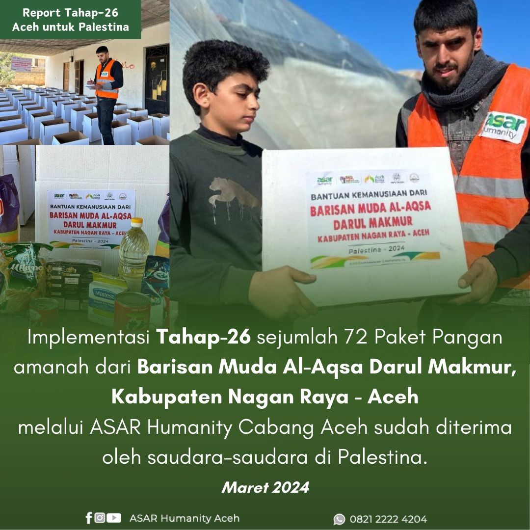 Barisan Muda Al-Aqsha saat tiba bantuan kepada Gaza Palestina, Kamis (21 /3).Waspada/Ist)