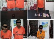 Keenam pelaku dan barang bukti.(Waspada/ist).