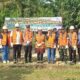 Ketua Yayasan Taman Konservasi Socfindo Ny Luluk Williams didampingi Camat Dolmas Fitrianti SE, Kapolsek Dolok Masihul AKP Zulham, Danramil Dolok Masihul Kapten Saidun Gultom, Manager PT Socfindo Bangun Bandar H.Ricky Irawan usai peletakan batu pertama pembangunan Tea House PT.Socfindo, Kamis (7/3) kemarin di Kebun Socfindo Bangun Bandar di Kec.Dolok Masihul. (Waspada/Ist)