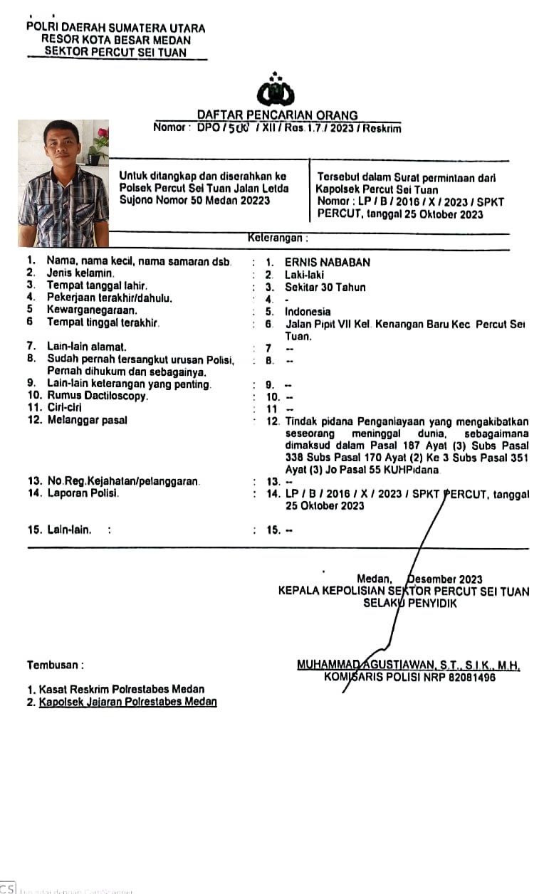 TERSANGKA EN, pelaku pembakaran hingga tewas yang masuk dalam daftar DPO. Waspada/Ist