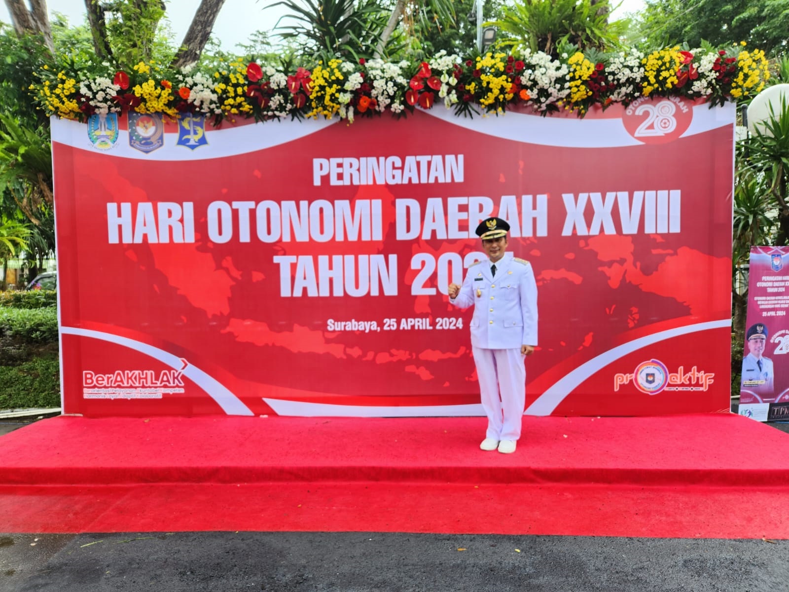 Pj Bupati Agara Hadiri Upacara Otda XXVIII Di Surabaya