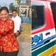 Ketua DWP Simalungun, Ny Bernadetta Esron Sinaga, didampingi pengurus lainnya saat membagikan takjil gratis di depan Masjid Jami'al Fajri UISU Pematangsiantar, Jalan Asahan, Kecamatan Siantar, Rabu (3/4) sore.(Waspada/ist).