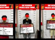 Tiga terduga pelaku pengeroyokan diamankan di Polres Aceh Timur, Rabu (3/4). Waspada/Ist.