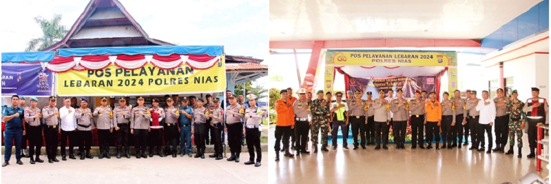Kapolres Nias, AKBP Revi Nurvelani, SH, S.IK, MH bersama rombongan meninjau sejumlah Pos Pelayan dan Pengamanan Terpadu Ops Ketupat Toba 2024 yang tersebar di wilayah hukum Polres Nias, Senin (8/4). Waspada/Ist