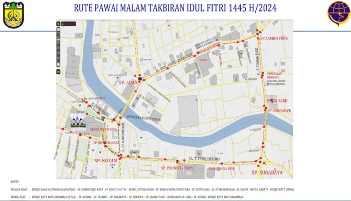 Ini Rute Pawai Takbir Keliling Idulfitri 1445 H Di Banda Aceh