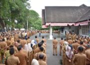 Suasana apel pagi hari pertama masuk kerja pasca liburan Idulfitri di lingkup Pemko Sabang. (Waspada/ist)