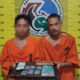 Dua tersangka pemilik 158 butir pil ekstasi, diamankan di Mapolres Padangsidimpuan. (Waspada/Ist)