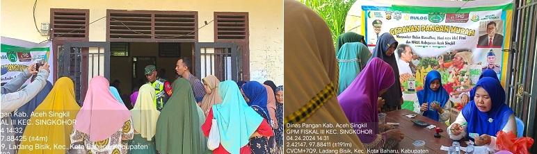 Petugas GPM saat membagikan jatah kupon untuk pengambilan paket sembako, di Desa Sumber Mukti Kecamatan Singkil, Rabu (24/4) kemarin. Waspada/Ist