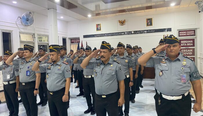 Lapas Labuhan Ruku Ikuti Upacara HBP Secara Virtual