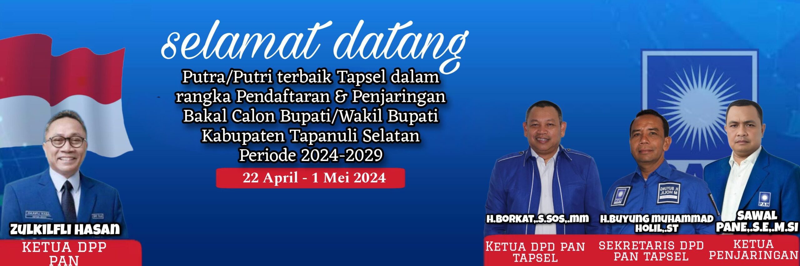 DPD PAN Tapsel buka penjaringan Balon Bupati dan Wakil Bupati Tapsel untuk Pilkada serentak tahun 2024. Tapsel tahun 2024.Waspada/ist.