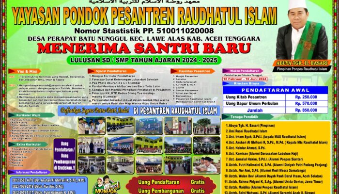 Yayasan Pondok Pesantren Raudhatul Islam Di Agara Terima Santri Baru