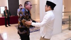 GUBSU periode 2018 - 2023 Edy Rahmayadi, disambut hangat oleh Ketua Umum PKB Abdul Muhaimin Iskandar, saat mengjadiri acara Ta'aruf Bacakada PKB Seluruh Indonesia Zona Sumatera I. Waspada/Ist