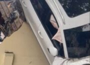 Mobil Porsche “Nyangkut” Di Tembok Sat Samapta Polrestabes Medan