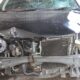 Polres Pematangsiantar mengamankan barang bukti satu unit mobil Daihatsu Ayla yang menabrak lari dua korban hingga tewas dan satu luka berat di Jl. Sangnaualuh, depan Kampus Universitas HKBP Nomensen, Kel. Siopatsuhu, Kec. Siantar Timur pada 2 Mei 2024 pukul 03:30.(Waspada-Ist).