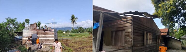 Rumah rusak diterjang angin puting beliung di Kecamatan Bukit Tusam, Kab Agara. Waspada/Seh Muhammad Amin