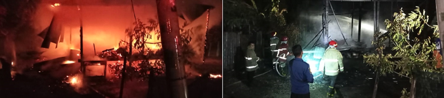Satu rumah konstruksi kayu habis terbakar di Gampong (desa) Cot Jambo, Kecamatan Blang Bintang, Kabupaten Aceh Besar, Senin (6/5) dini hari. (Waspada/Ist)