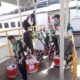 Tampak dalam gambar Calon Jamaah Haji Sabang turun dari kapal cepat di Pelabuhan Ulee Lhee Banda Aceh. (Waspada/ist)