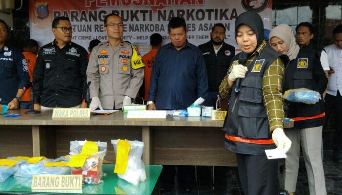 Polres Asahan Musnahkan 8,9 Kg Lebih SS, 5 Tersangka Dibekuk
