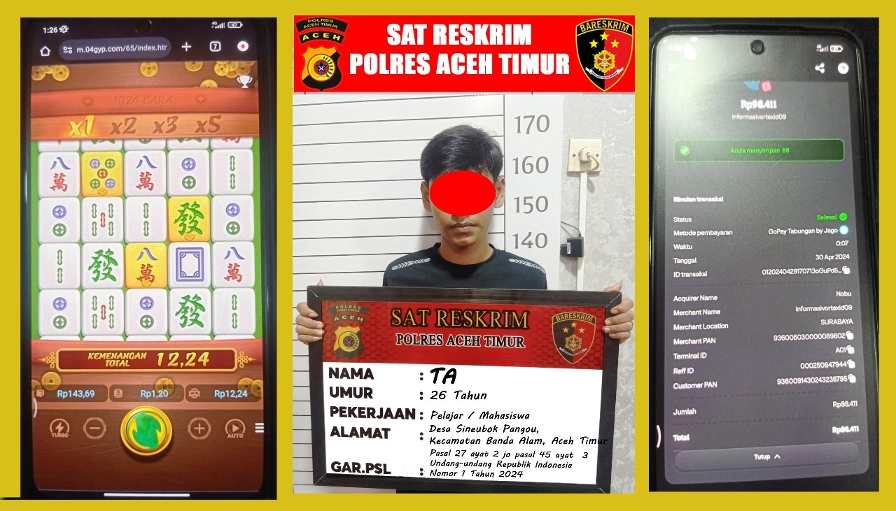 Tersangka TA diamankan polisi di Polres Aceh Timur, Senin (6/5). Waspada/Ist