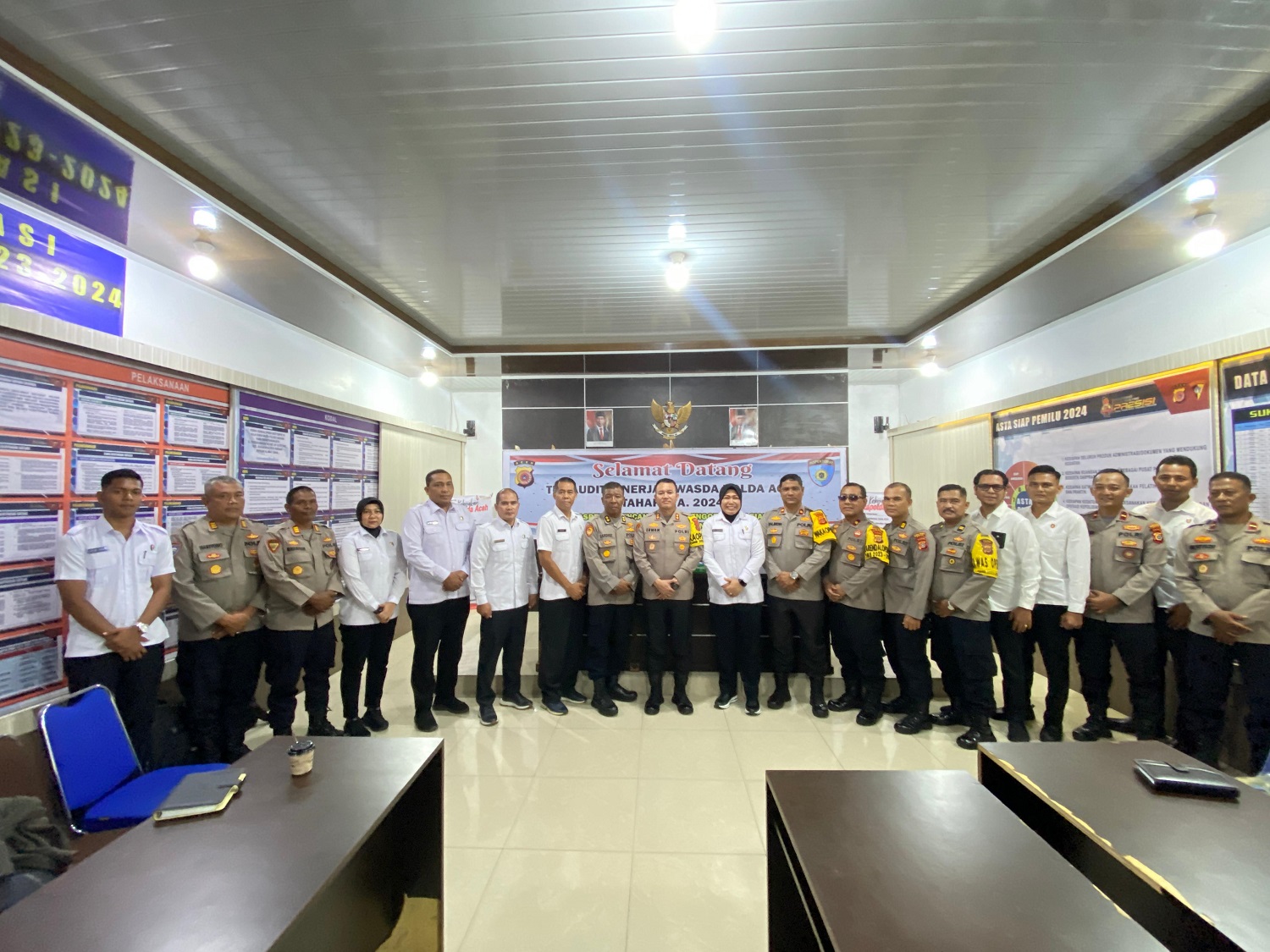 Kapolres Sabang, AKBP Erwan, SH, MH menyambut Tim Audit kinerja Itwasda Polda Aceh di Mako Polres Sabang.(Waspada/ist)