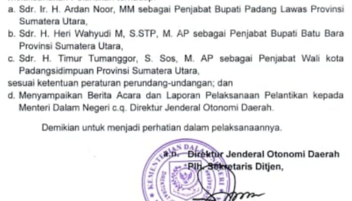 Pj. Wali Kota Sidimpuan Digantikan Sekda Deli Serdang, Copot Atau Mundur?