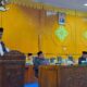 Juru bicara Fraksi Partai Gerindra, Sugiono Sukandar ketika menyampaikan pendapat Fraksi Partai tersebut pada sidang paripurna nota LKPJ APBK Aceh Tamiang Tahun Anggaran 2023 di Ruang Sidang Utama DPRK setempat, Senin (3/6/2024) sore. Waspada/ Muhammad Hanafiah