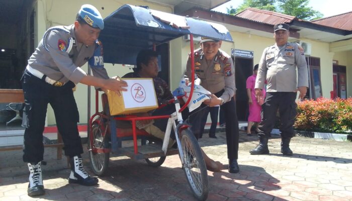 Polres Langkat Salurkan Paket Bansos HUT Ke-78 Bhayangkara