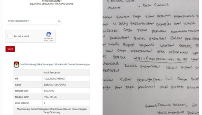 Bukti Dukungan Bacabup Tapsel Jalur Perseorangan Diduga Palsu