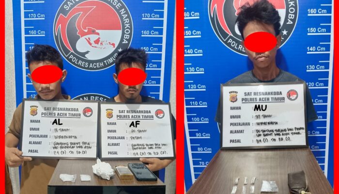 Di Aceh Timur, Polisi Ringkus Tiga Agen Sabu