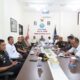 Kepala BNN Kota Langsa, Kompol M Dahlan mendampingi Sekdakot Langsa, Said Mahdum saat mengikuti virtual zoom peringatan HANI, di lantai II kantor BNN Langsa, Rabu (26/6). Waspada/Rapian.