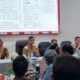 Pj Wali Kota Tebingtinggi Moettaqien Hasrimi didampingi Kepala Bappeda Erwin Damanik, Ketua KPU Emil Sofyan dan Ketua Bawaslu Amsal Franky H Tambun saat menghadiri rakor Penyusunan Teknokratik RPJMD di aula Bappeda Jalan Delima, Kota Tebingtinggi. Waspada/Ist