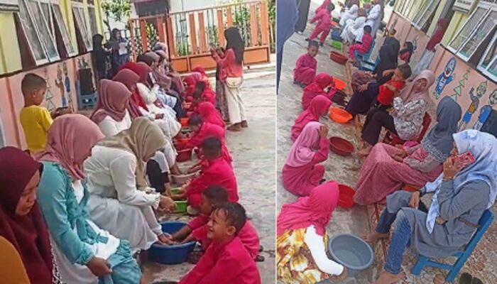 Suasana Haru Selimuti Prosesi Basuh Kaki Ibu Di TK Jasa Bunda