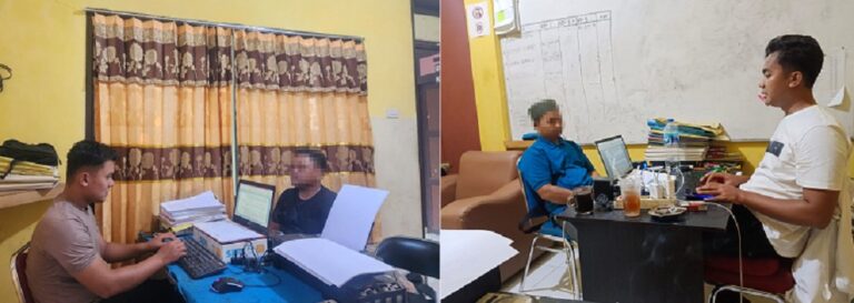 Kades dan Sekdes saat diperiksa penyidik di Unit PPA Polres Madina. Waspada/Ist