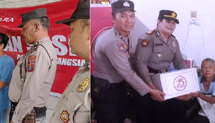 Jajaran Polsek P.Siantar Serahkan Bansos Ke Warga Sambut HUT Bhayangkara