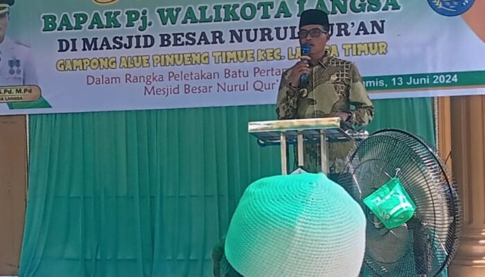 Pj Wali Kota Langsa Letakkan Batu Pertama Masjid Nurul Qur’an