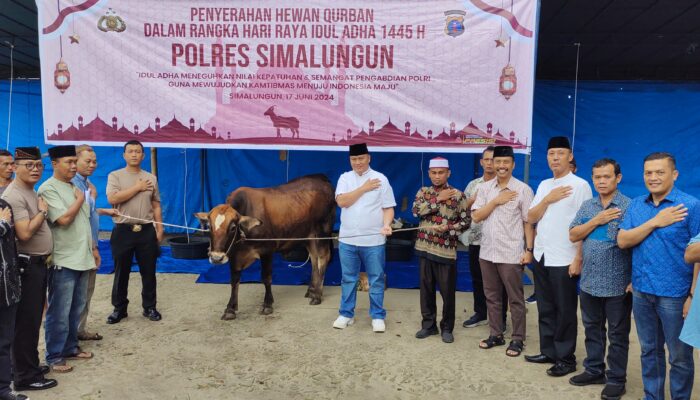 Rayakan Hari Raya Idul Adha, Polres Simalungun Sembelih 20 Hewan Kurban