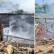 Tempat pengelohan batu bata atau dapur batu milik Muhammad, 49, di Gampong (desa) Data Gaseu, Kecamatan Seulimeum, Kabupaten Aceh Besar, terbakar, Selasa (4/6) siang. (Waspada/Ist)