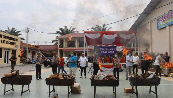 Polres Langkat Musnahkan 9.220,62 Gr Sabu Dan 92.057,65 Gr Ganja Kering