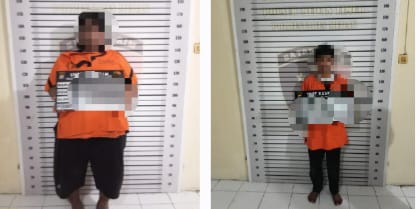 DUA pelaku geng motor yang diringkus masing-masing berinisial RA, 20, AR ,16. Waspada/Ist
