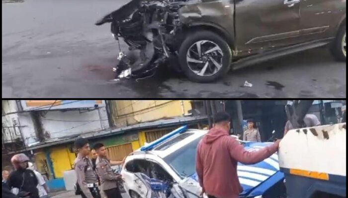Mobil Polantas Dan Terrios Ringsek Usai Tabrakan