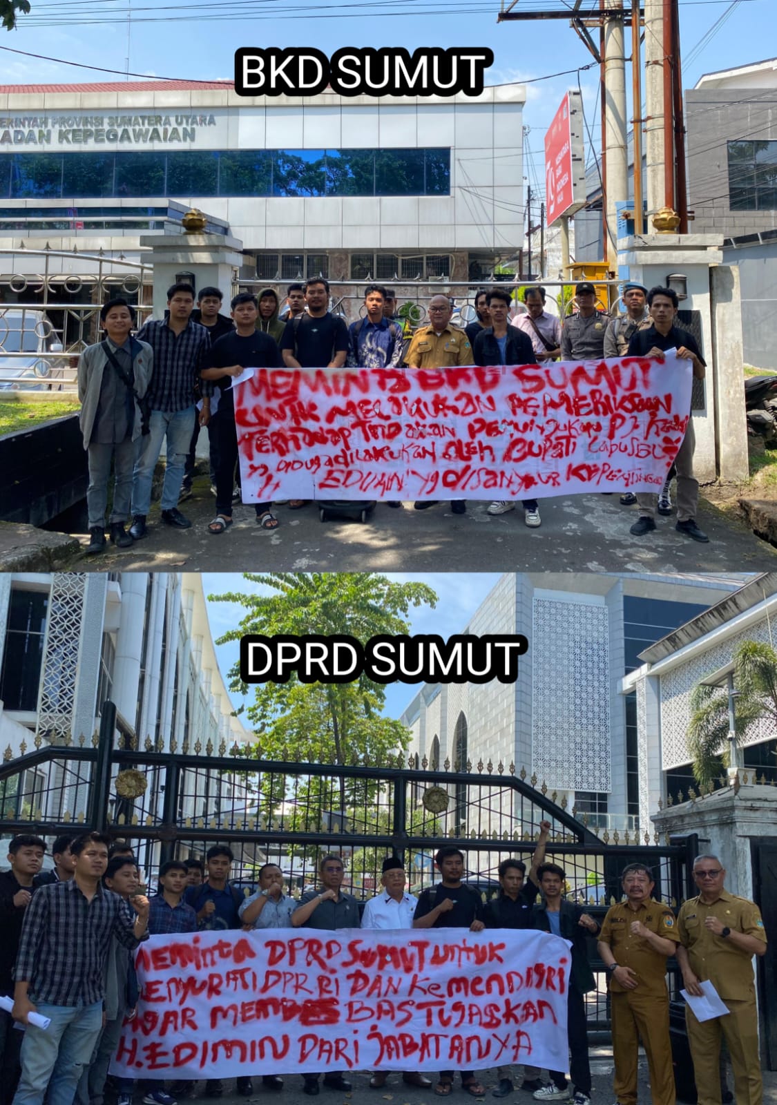 Geruduk BKD Sumut dan DPRD Sumut, Mahasiswa Nilai Pergantian PJ Kades Sarat Kepentingan Politik
