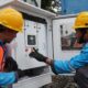 Petugas PLN secara berkala memeriksa dan memastikan pasokan listrik di lokasi Festival Buah dan Bunga di Kabupaten Karo, Sumatera Utara dalam kondisi aman, Kamis (4/7).